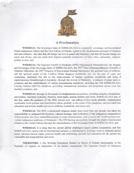File:Proclamation Uganda Kabale Mayor Byamugisha Sentaro 09-14-22.pdf