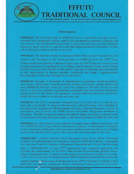 File:Proclamation from The Hon. Neenyi Ghartey VII, - President Effutu Traditional Council, Ghana.pdf